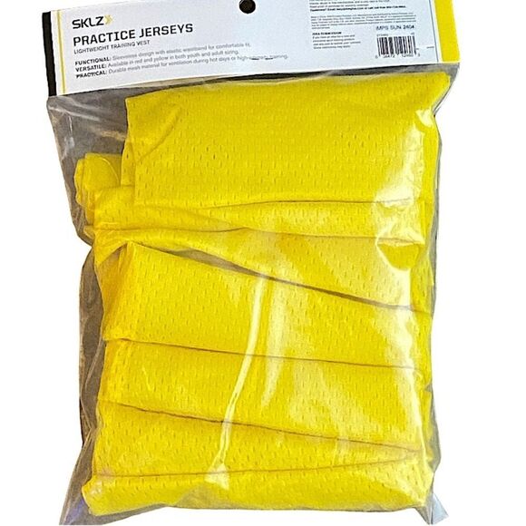 SKLZ Sports Mesh Practice Jersey Youth Pack of 6 Yellow New Football Sports - Picture 2 of 4